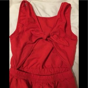 Orange/red open-back/tie dress